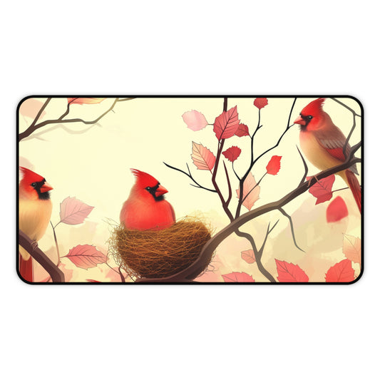 Gaming Desk Mat - Northern Cardinals in Autumn