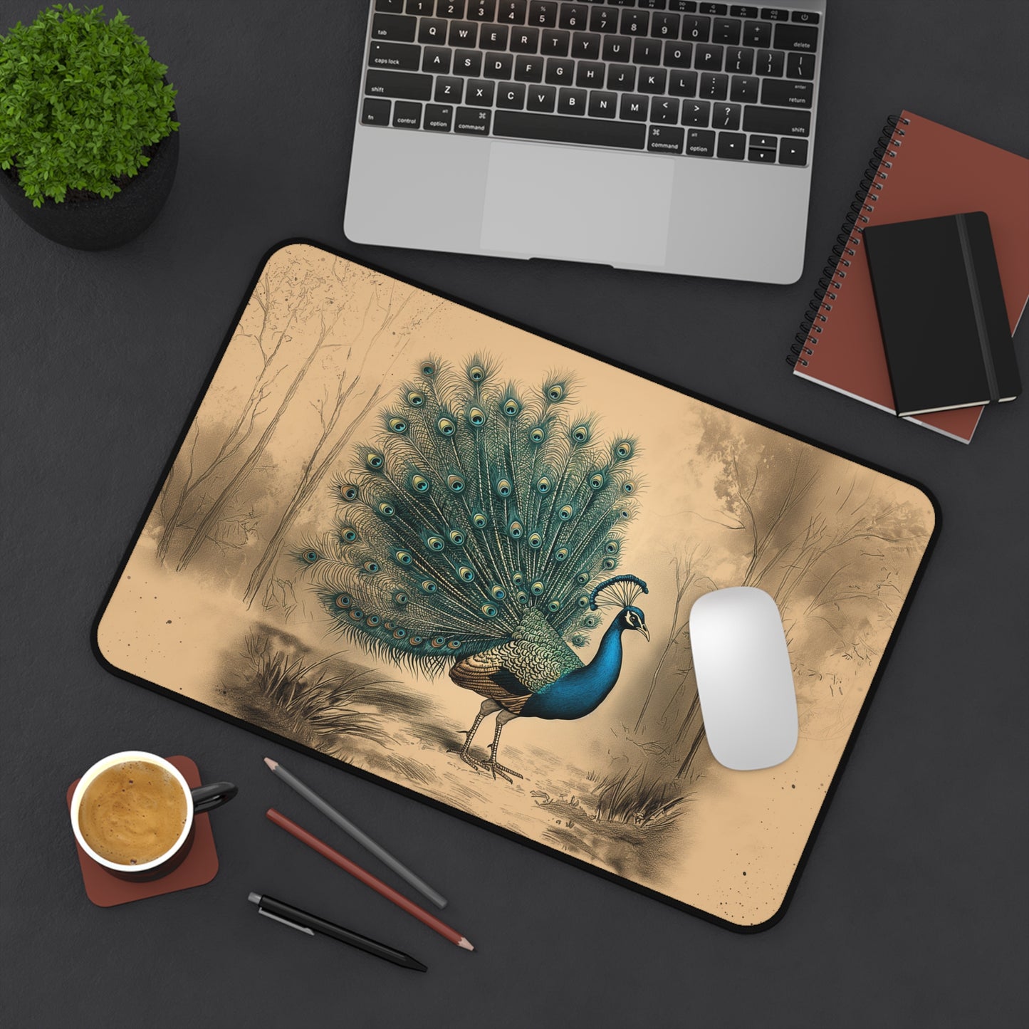 Gaming Desk Mat - Magnificent Peacock Display