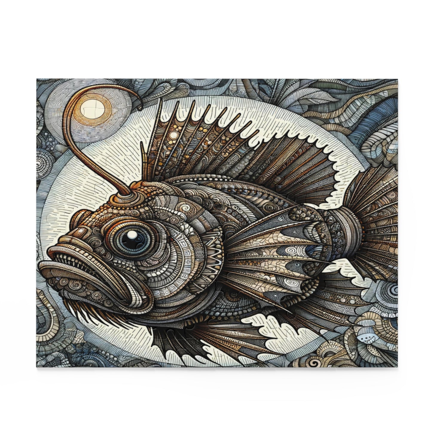 Mystic Angler Fish Puzzle in Zentangle Style - Puzzle (120, 252, 500-Piece)