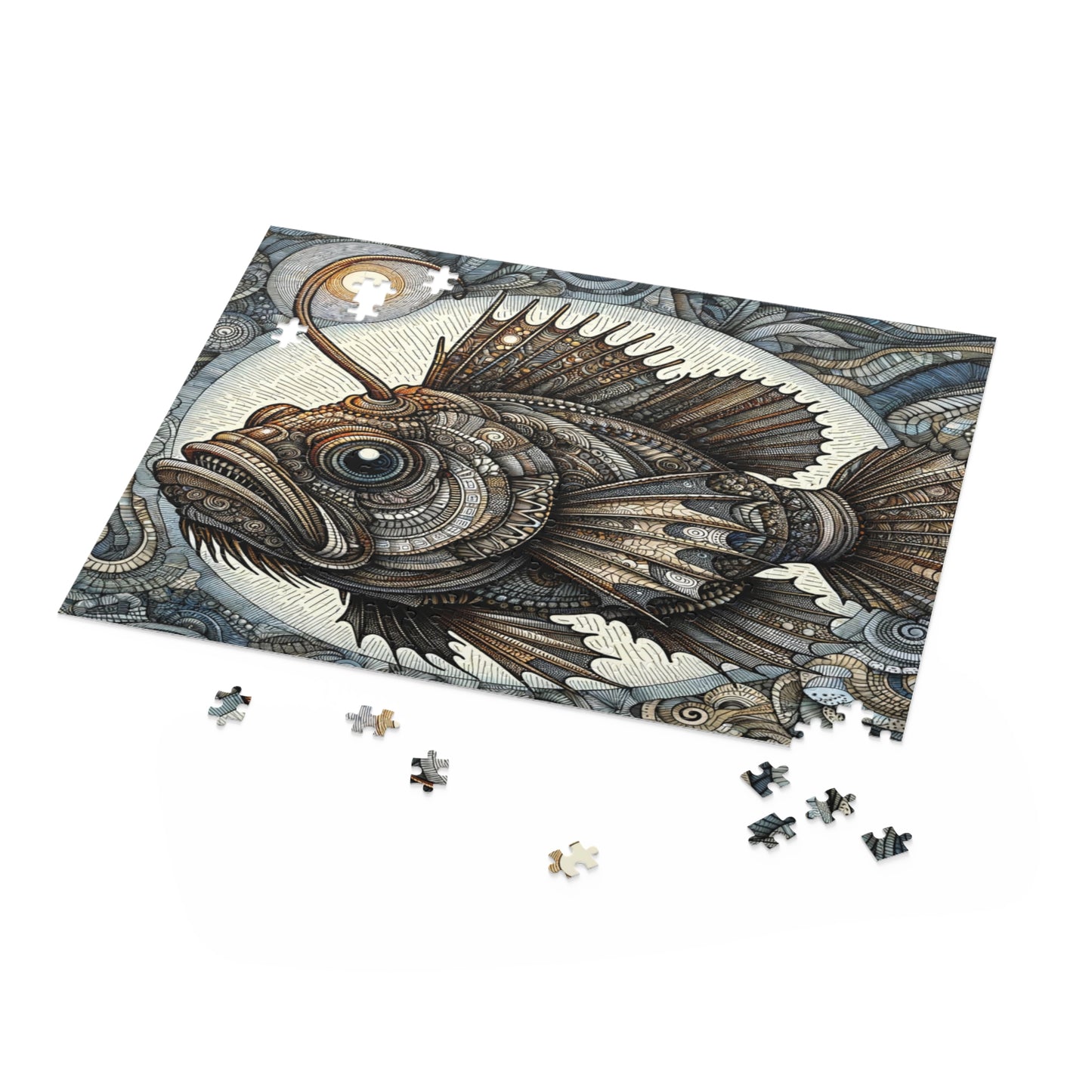 Mystic Angler Fish Puzzle in Zentangle Style - Puzzle (120, 252, 500-Piece)