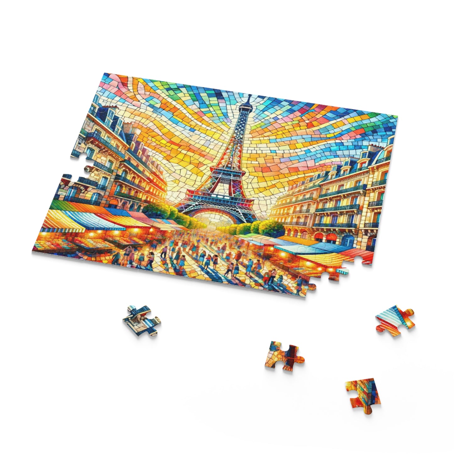 Parisian Splendor: Vibrant Mosaic of the Eiffel Tower - Puzzle (120, 252, 500-Piece)