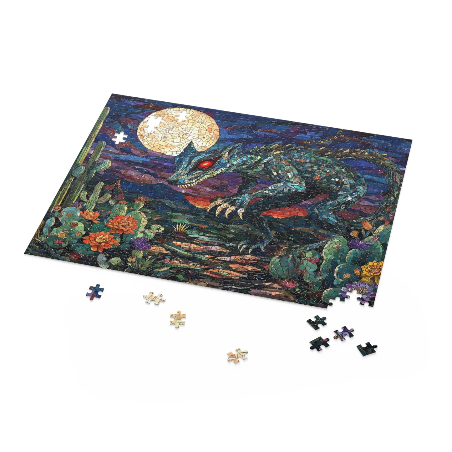 Moonlit Predator: The Chupacabra's Desert Hunt - Custom Jigsaw Puzzle (120, 252, 500-Piece)
