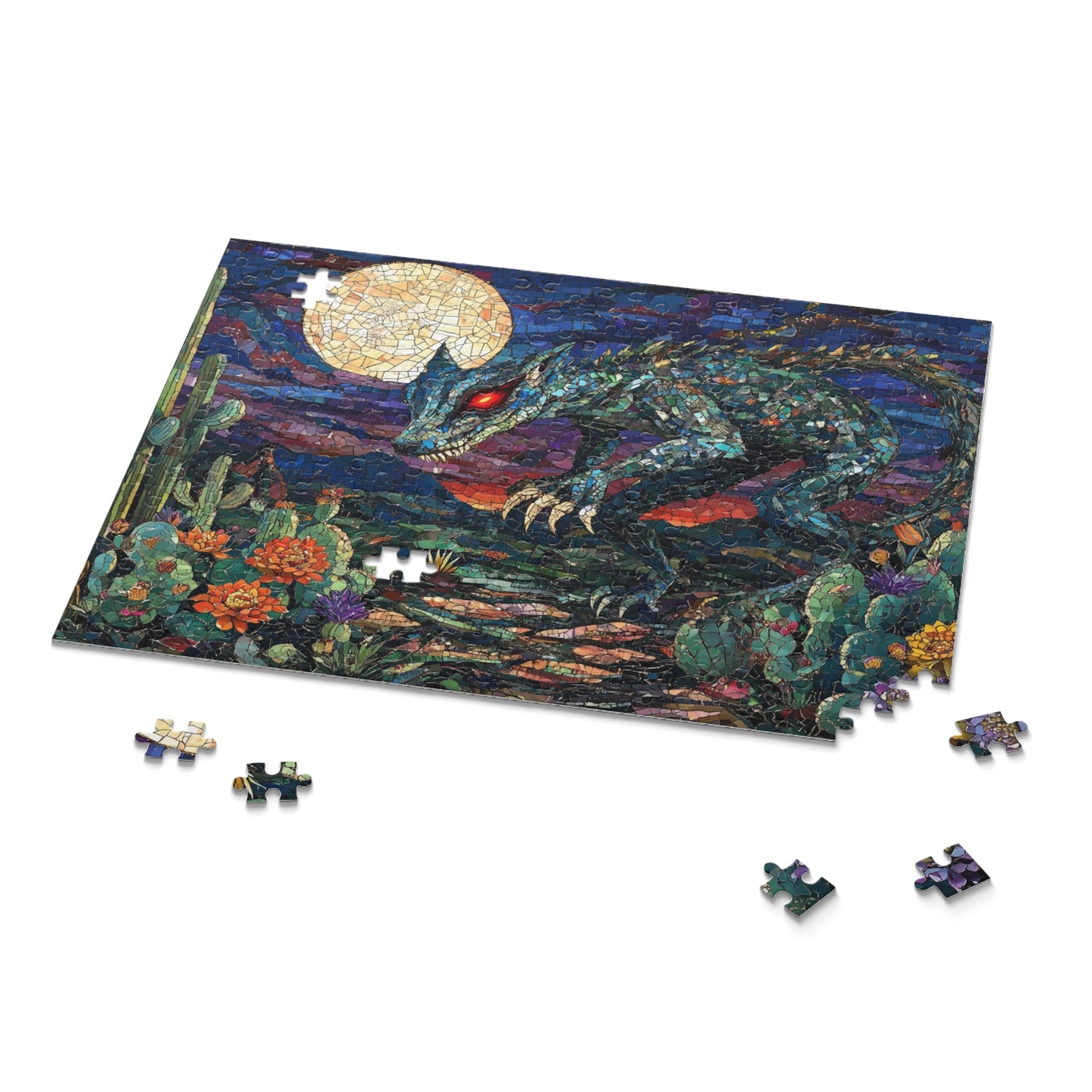 Moonlit Predator: The Chupacabra's Desert Hunt - Custom Jigsaw Puzzle (120, 252, 500-Piece)