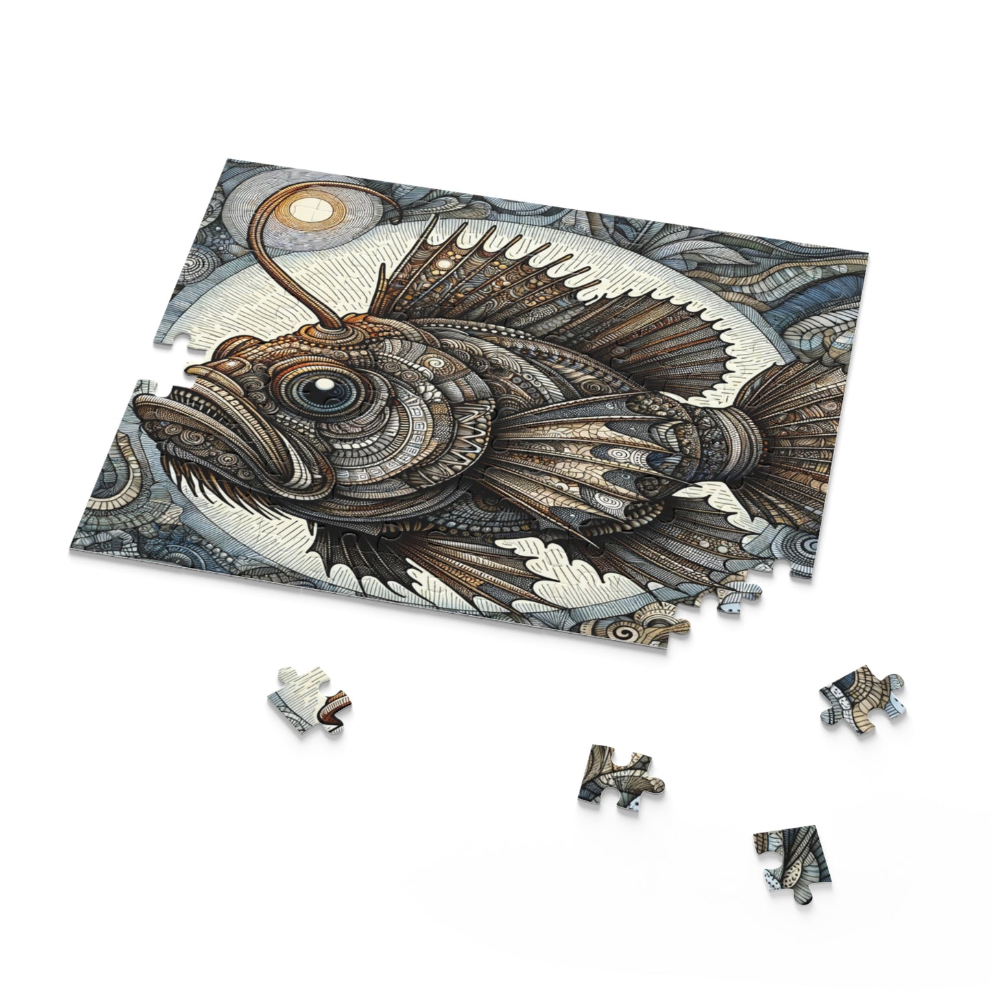 Mystic Angler Fish Puzzle in Zentangle Style - Puzzle (120, 252, 500-Piece)