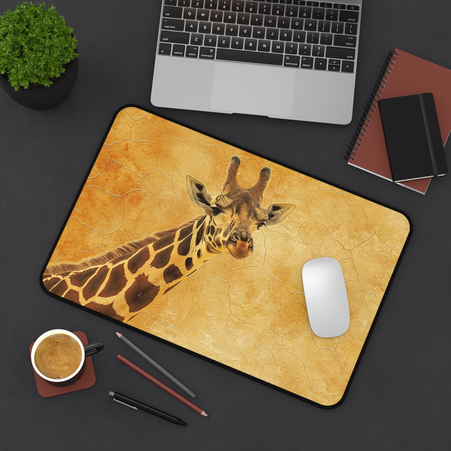 Gaming Desk Mat - Golden Heights: The Majestic Giraffe