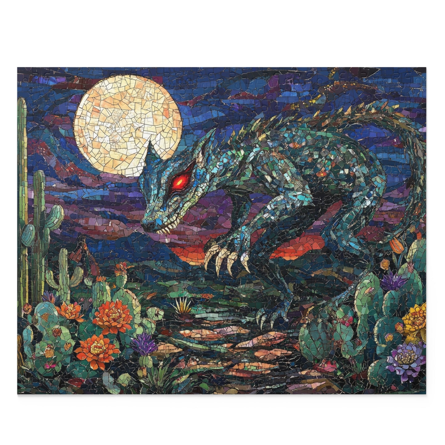 Moonlit Predator: The Chupacabra's Desert Hunt - Custom Jigsaw Puzzle (120, 252, 500-Piece)