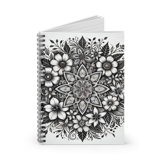 Spiral Notebook - Floral Mandala Tattoo Design