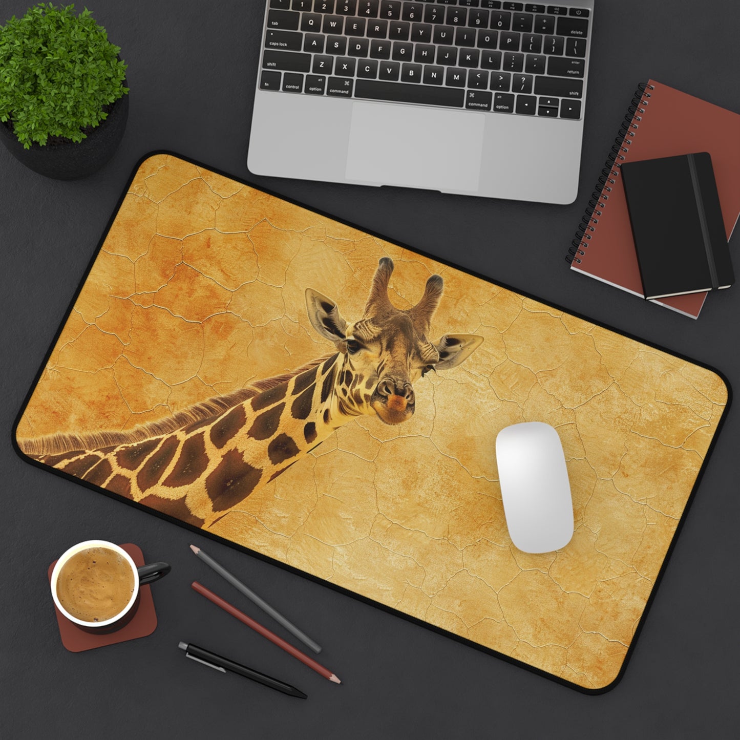 Gaming Desk Mat - Golden Heights: The Majestic Giraffe