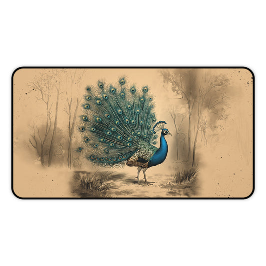 Gaming Desk Mat - Magnificent Peacock Display