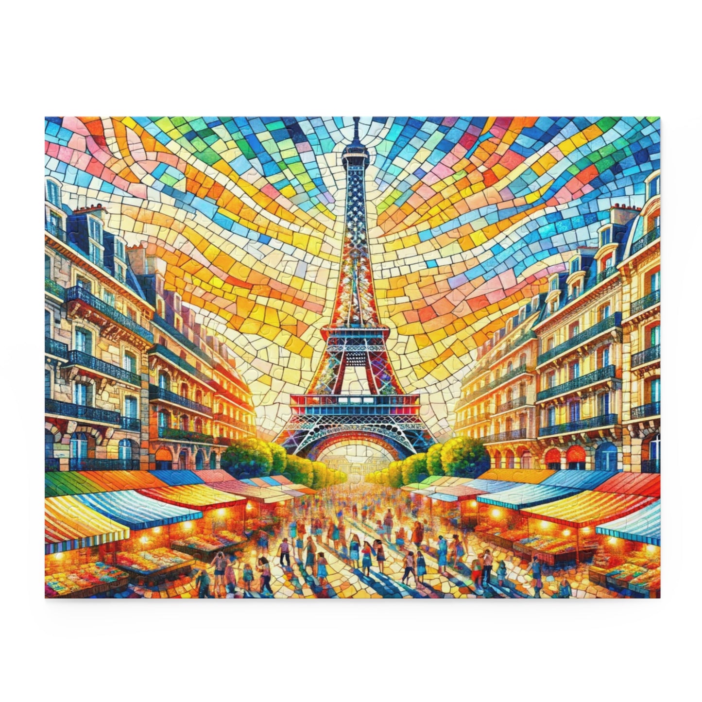 Parisian Splendor: Vibrant Mosaic of the Eiffel Tower - Puzzle (120, 252, 500-Piece)