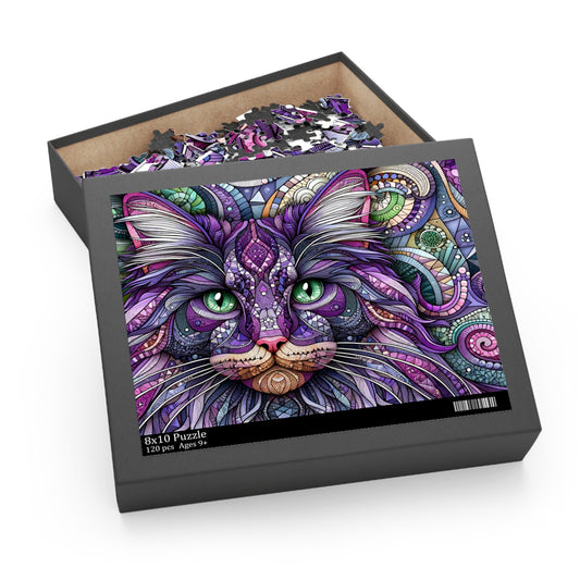 The Enigmatic Purple Maine Coon - Custom Jigsaw Puzzle (120, 252, 500-Piece)