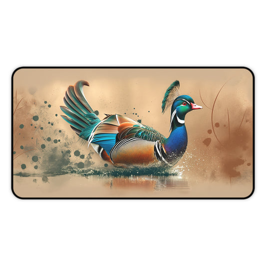 Gaming Desk Mat - Elegant Mandarin Duck Splashing