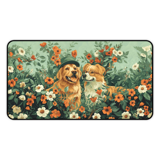 Gaming Desk Mat - Canine Companions in Bloom