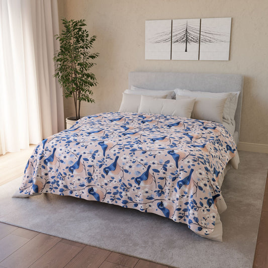 Sherpa Blanket: Whimsical Bluebird Dreams, Custom Throw