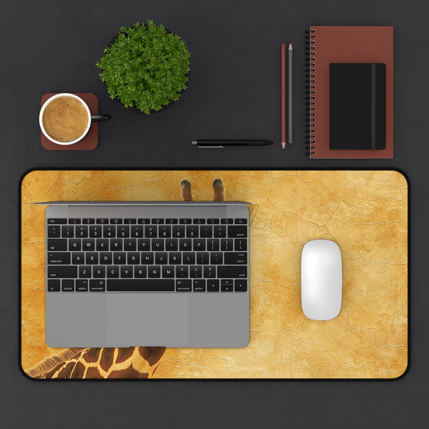 Gaming Desk Mat - Golden Heights: The Majestic Giraffe