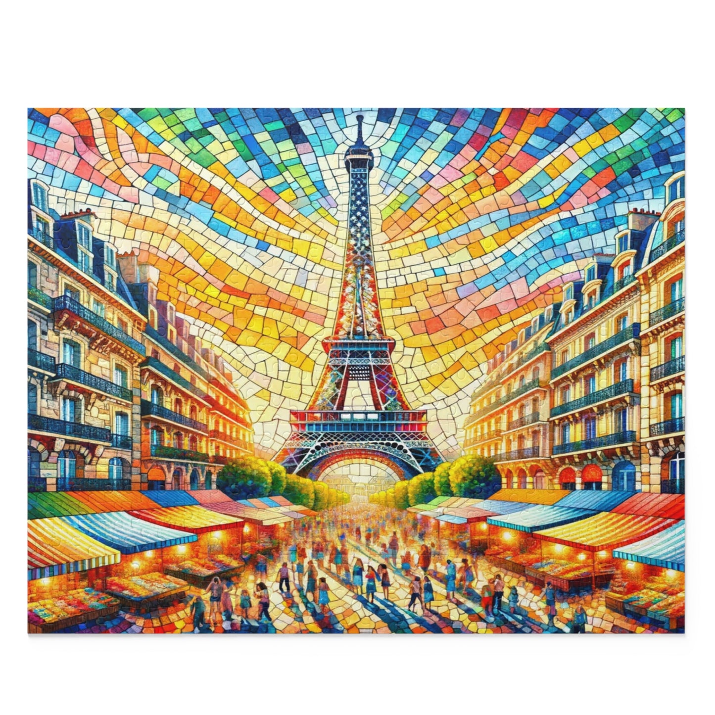 Parisian Splendor: Vibrant Mosaic of the Eiffel Tower - Puzzle (120, 252, 500-Piece)