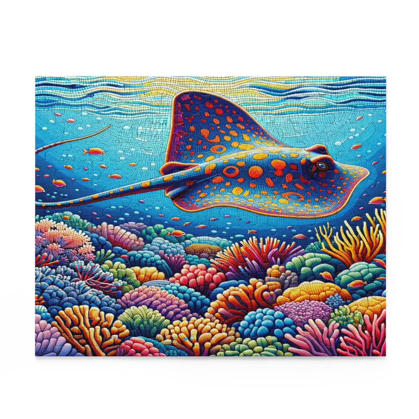 Vibrant Voyage: A Whiptail Stingray Amongst the Coral Splendor - Puzzle (120, 252, 500-Piece)