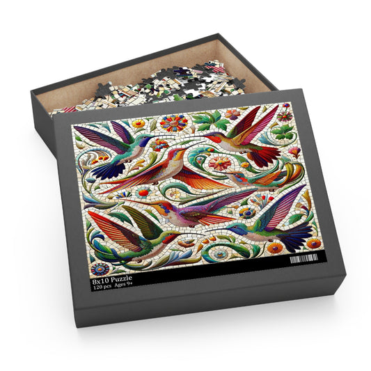 Mosaic Melody: The Dance of Hummingbirds - Puzzle (120, 252, 500-Piece)