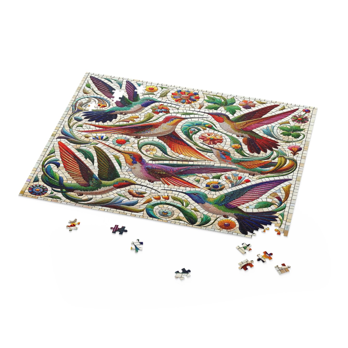 Mosaic Melody: The Dance of Hummingbirds - Puzzle (120, 252, 500-Piece)