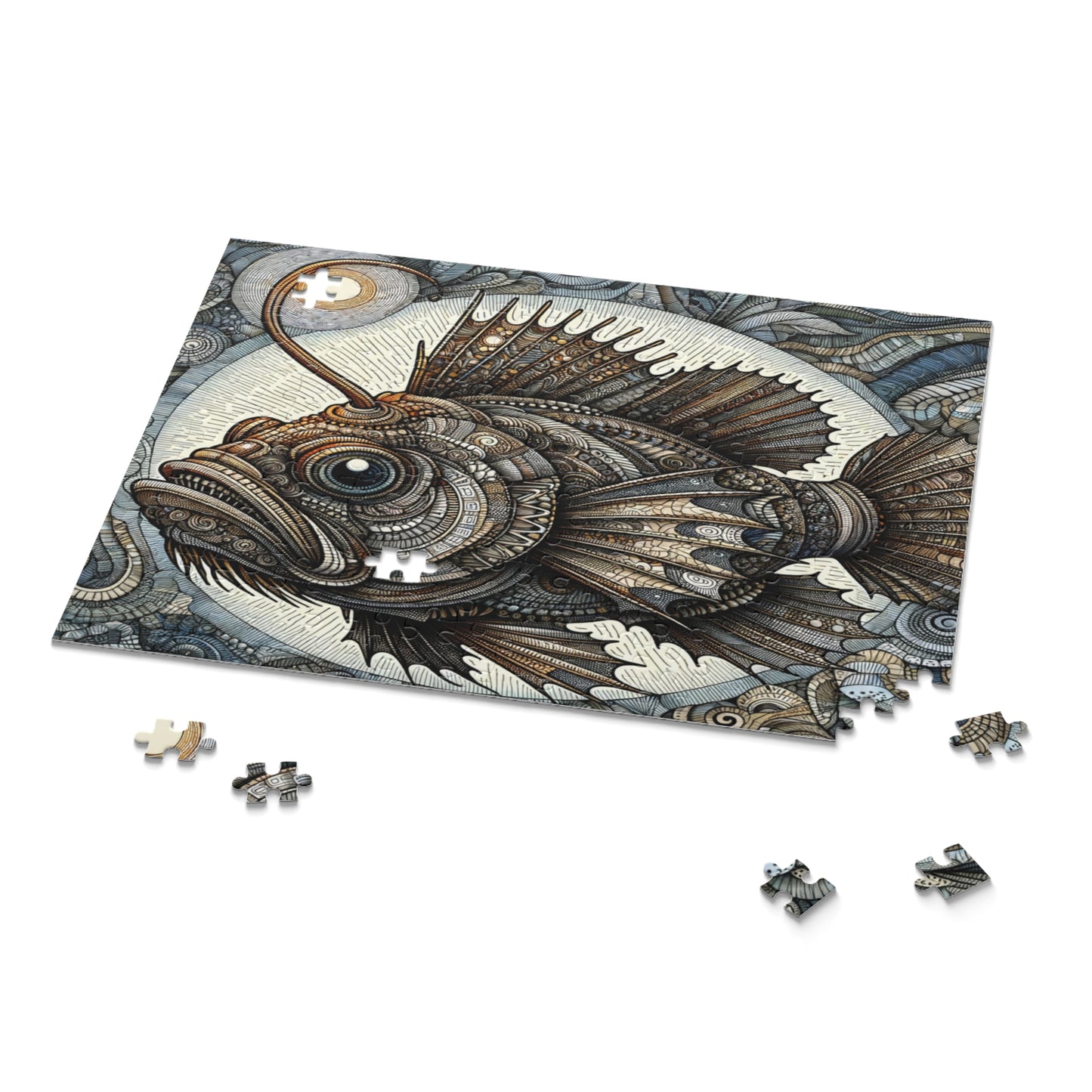 Mystic Angler Fish Puzzle in Zentangle Style - Puzzle (120, 252, 500-Piece)
