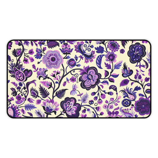 Gaming Desk Mat - Purple Garden Delight