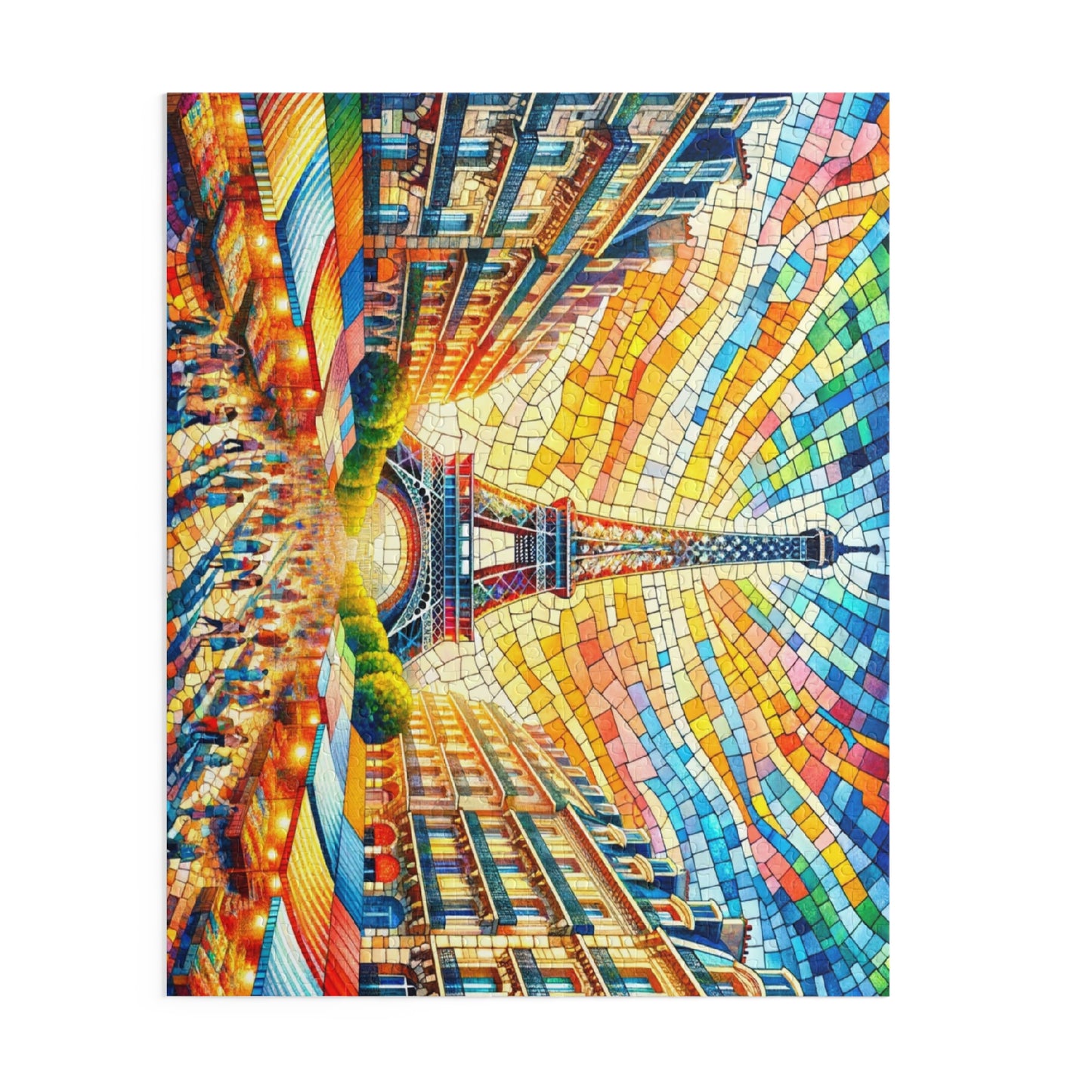 Parisian Splendor: Vibrant Mosaic of the Eiffel Tower - Puzzle (120, 252, 500-Piece)