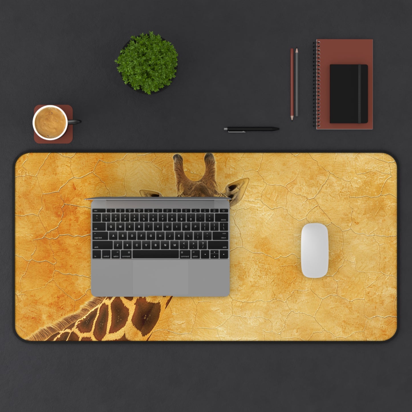 Gaming Desk Mat - Golden Heights: The Majestic Giraffe