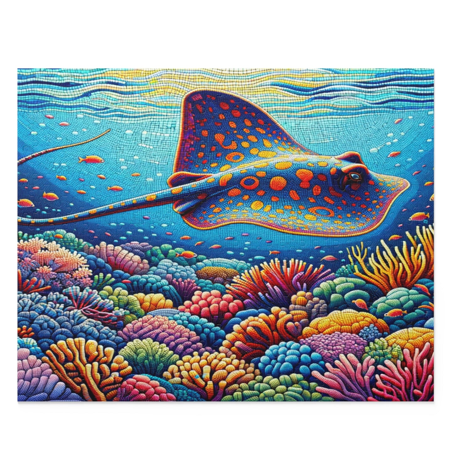 Vibrant Voyage: A Whiptail Stingray Amongst the Coral Splendor - Puzzle (120, 252, 500-Piece)
