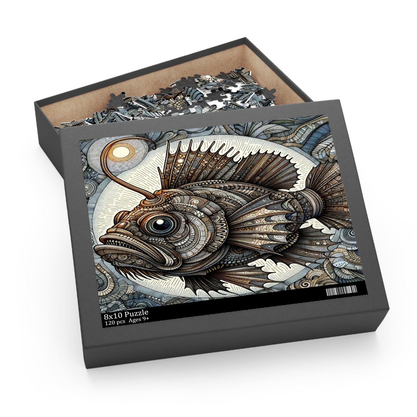 Mystic Angler Fish Puzzle in Zentangle Style - Puzzle (120, 252, 500-Piece)