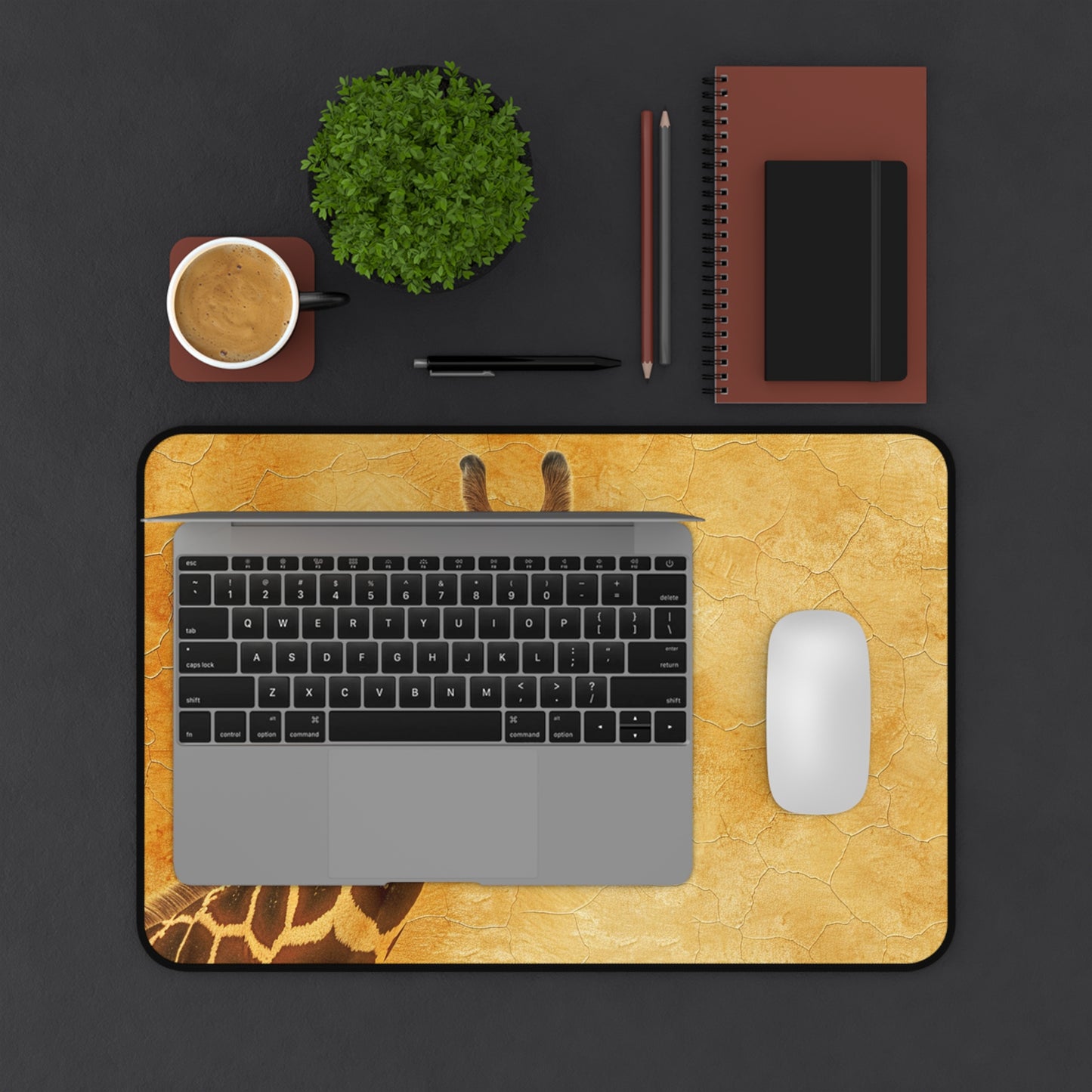 Gaming Desk Mat - Golden Heights: The Majestic Giraffe