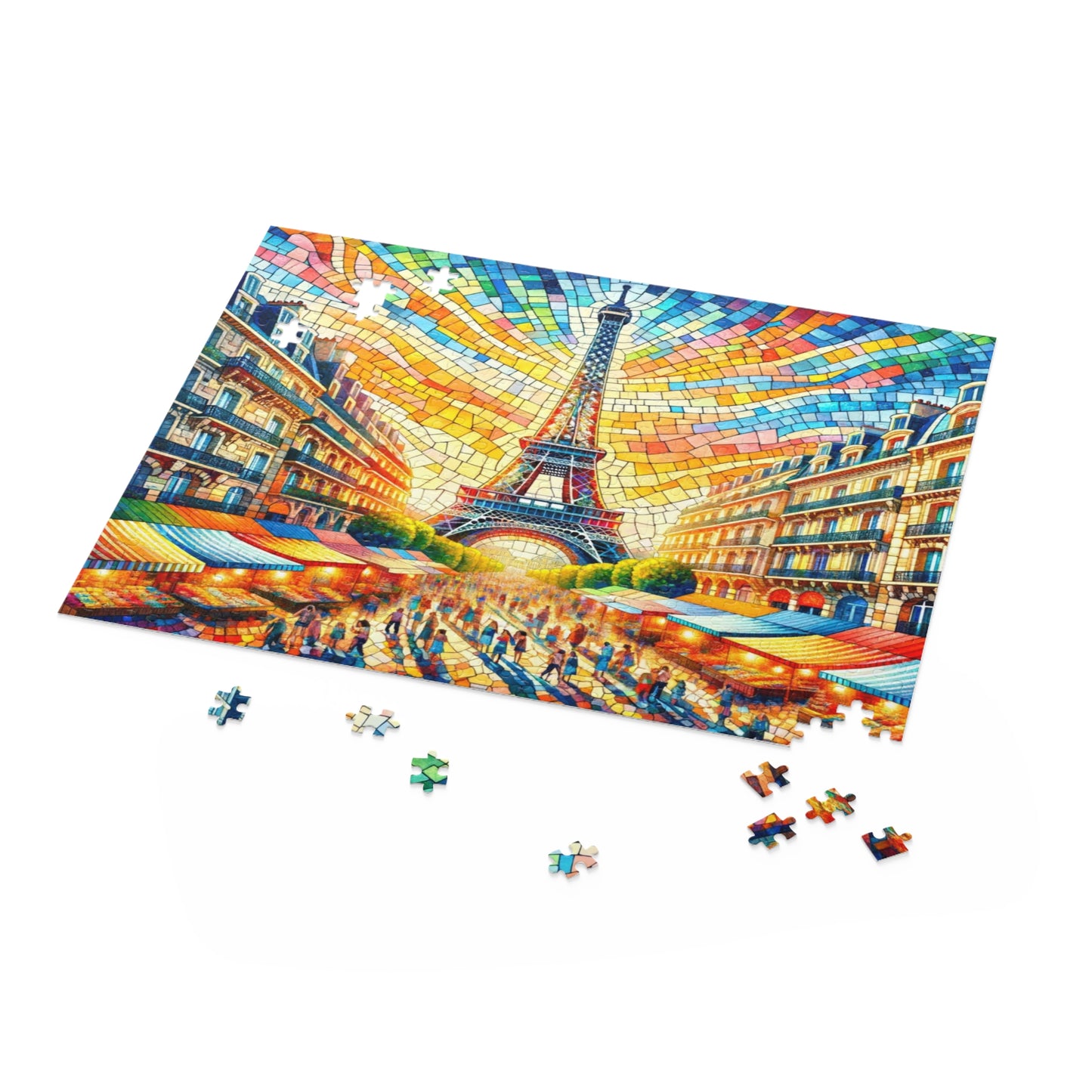 Parisian Splendor: Vibrant Mosaic of the Eiffel Tower - Puzzle (120, 252, 500-Piece)