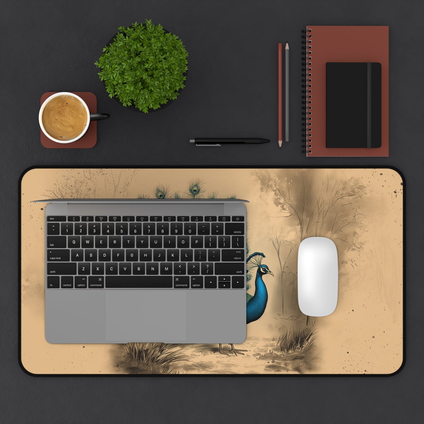 Gaming Desk Mat - Magnificent Peacock Display