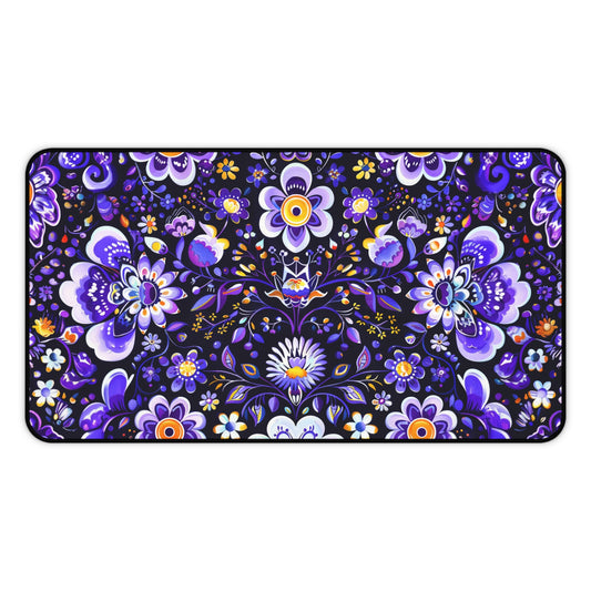 Gaming Desk Mat - Purple Passion Floral Art